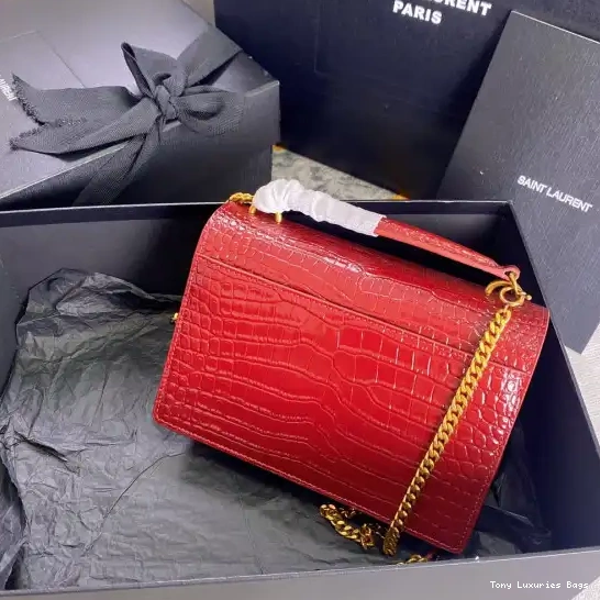 Tony Luxuries CROCODILE-EMBOSSED YSL LEATHER IN SUNSET SHINY 0520